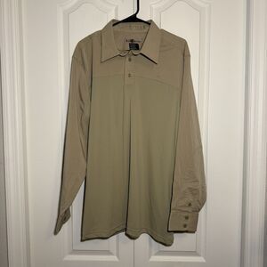 5.11 Tactical Mens XLarge Long Sleeve Polo Khaki Performance Top Wool Button Up